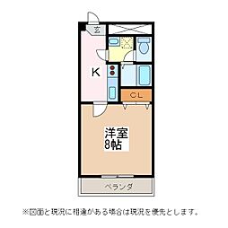ロンサール竹淵 1Kの間取図画像