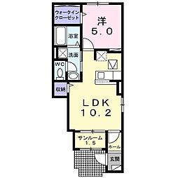 グレイスB 1LDKの間取図画像