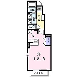 セレーン蓬田B 1Kの間取図画像