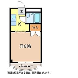 アネックス南俣 2階1Kの間取り