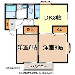 JR信越本線 長野駅 バス12分 東日詰下車 徒歩4分の賃貸アパート 1階2DKの間取り