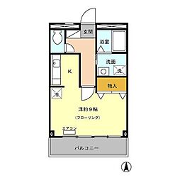 ドミトリー平林 3階1Kの間取り