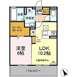 JR信越本線 長野駅 徒歩15分の賃貸アパート 1階1LDKの間取り