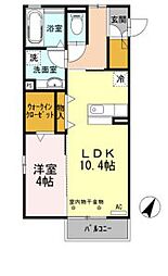 セジュール・アルス 2階1LDKの間取り