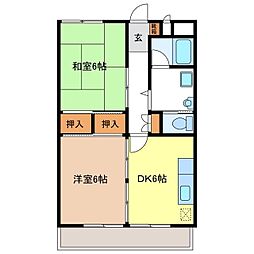 JR信越本線 長野駅 徒歩6分の賃貸マンション 4階2DKの間取り