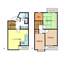アップルタウン往生地3号棟 3SLDKの間取り
