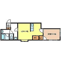 長野電鉄長野線 市役所前駅 徒歩13分の賃貸マンション 2階1LDKの間取り