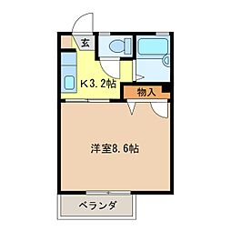 レーベン美里A 1Kの間取図画像
