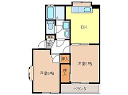 ファンタジーC 2DKの間取図画像