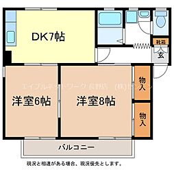 サンライト南堀 2DKの間取図画像