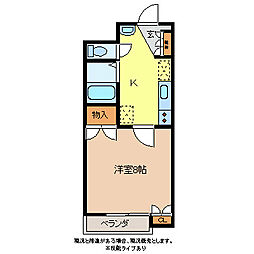 第3コーポシモダ 1Kの間取図画像