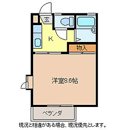 フレグランスしんF 1Kの間取図画像