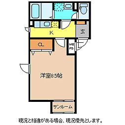 チトセキューブ 1Kの間取図画像