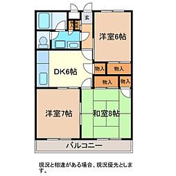 アーバンヴィオレ1991 3DKの間取図画像