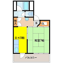 アシスト長野マンション 1DKの間取図画像