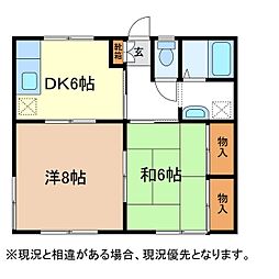 プレジール小林 2DKの間取図画像