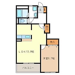 リヴィエール壱番館 1LDKの間取図画像