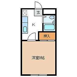 アメニティE・M 1Kの間取図画像