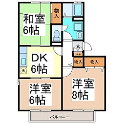 石楠花ハイツ 3階3DKの間取り