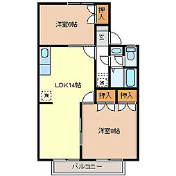 パウゼ・ドゥ・アピスB 1階2LDKの間取り
