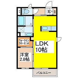 カーサロータス 1階1LDKの間取り