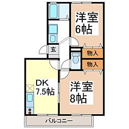シャンボール新井A 2DKの間取図画像