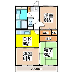 マンションスカイヒルズ 3DKの間取図画像