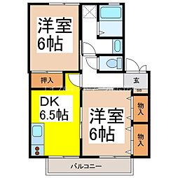 エスペランサ中條A 2DKの間取図画像