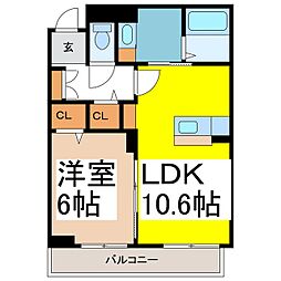 ラ・ルミエール 1LDKの間取図画像