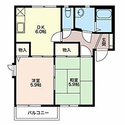 アルコバレーノ1A 2DKの間取図画像