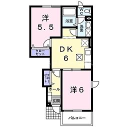 ウエストマーシュミクノ 2DKの間取図画像