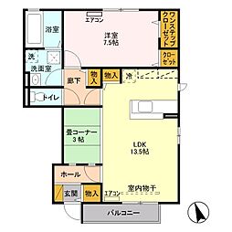 フローラK 1LDKの間取図画像