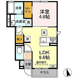 グランディールT E棟 1LDKの間取図画像
