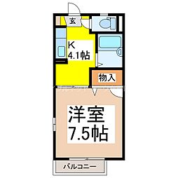 ディアス内川B 1Kの間取図画像