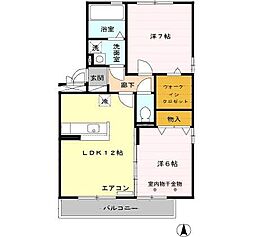 パークタウン三本柳 2LDKの間取図画像