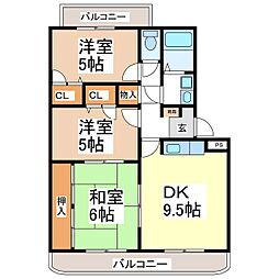 コンフォート北澤 3DKの間取図画像