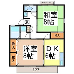 ロイヤルパーク篠ノ井C 2DKの間取図画像