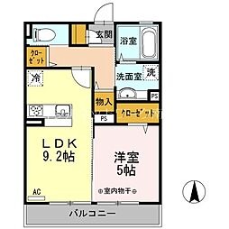 オリンピアパーク 1LDKの間取図画像