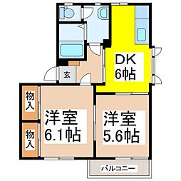 ベルメゾン徳間B 2DKの間取図画像
