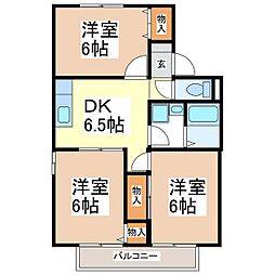 AULOS・野池A 3DKの間取図画像