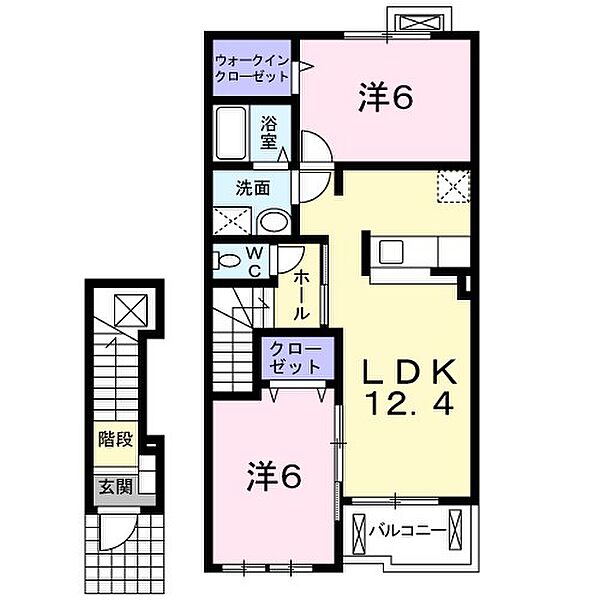 モルティ・カミジマD ｜長野県松本市梓川倭(賃貸アパート2LDK・2階・58.52㎡)の写真 その2