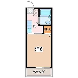 シティハイムスワン 1Kの間取図画像