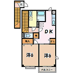 モルティ・カミジマB 2DKの間取図画像