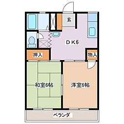 フォレスト常念 2DKの間取図画像
