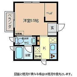 グリーンヒル 1Kの間取図画像