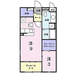 ラ・プランセス 1DKの間取図画像