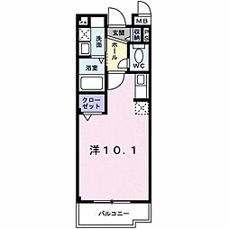 アンジュ ワンルームの間取図画像