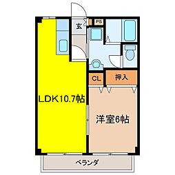 グリーンシャトー 1LDKの間取図画像