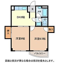 東信ビル2 2DKの間取図画像