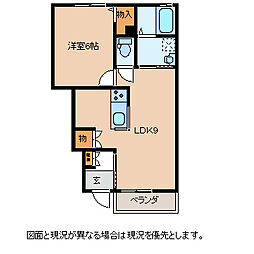 エルメゾン湖浜 1階1LDKの間取り